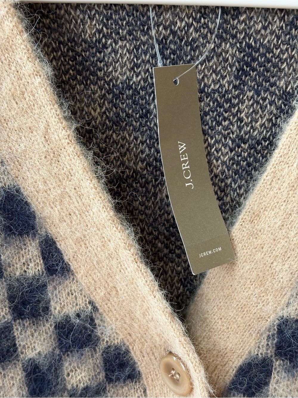J.Crew Checkered V-neck Cardigan Sweater in Brushed Yarn - Picture 4 of 6